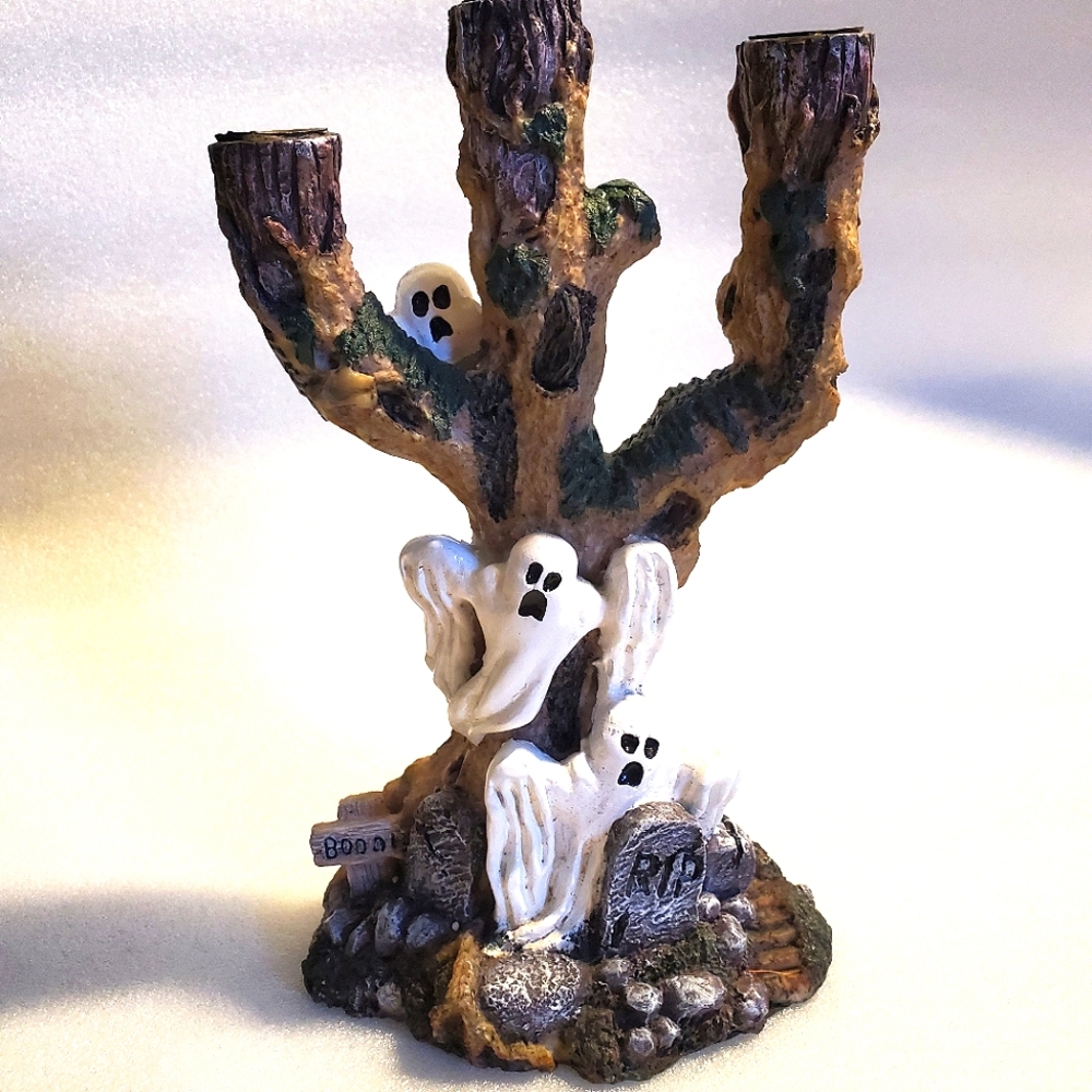 Halloween Candelabra Creepy Ghosts Tree Fun World Vintage
